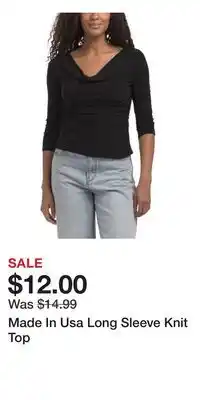 TJ Maxx Made In Usa Long Sleeve Knit Top offer