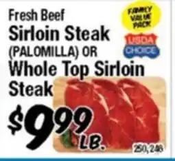 Western Beef Fresh Beef Sirloin Steak (PALOMILLA) OR Whole Top Sirloin Steak offer