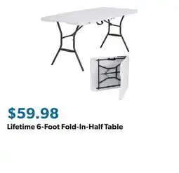 Sam's Club Lifetime 6-Foot Fold-In-Half Table offer