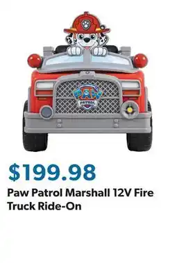 Sam's Club Paw Patrol Marshall 12V Fire Truck Ride-On offer