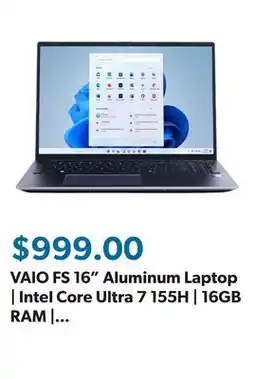 Sam's Club VAIO FS 16 Aluminum Laptop | Intel Core Ultra 7 155H | 16GB RAM | 1TB SSD | Windows 11 Home offer