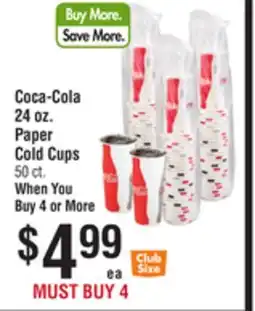 Smart & Final Coca-Cola 24oz. Paper Cold Cups offer