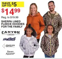 Dunham's Sports SHERPA LINED FLEECE HOODIES FOR THE FAMILY offer