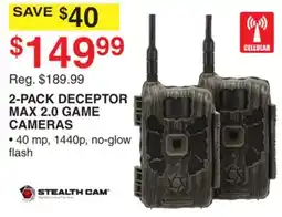 Dunham's Sports STEALTH CAM 2-PACK DECEPTOR MAX 2.0 GAME CAMERAS offer