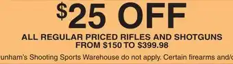 Dunham's Sports RIFLES AND SHOTGUNS offer