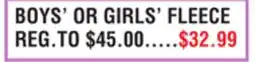 Dunham's Sports BOYS' OR GIRLS' FLEECE offer
