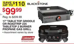 Dunham's Sports 17 TABLE TOP GRIDDLE OR ROADTRIP 225 TABLETOP 2 BURNER PROPANE GAS GRILL offer