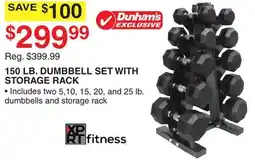 Dunham's Sports XPRT FITNESS 150 LB. DUMBBELL SET WITH STORAGE RACK offer