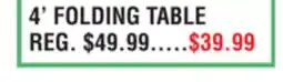 Dunham's Sports 4' FOLDING TABLE offer