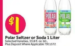 Stop&Shop Polar Seltzer or Soda 1 Liter offer