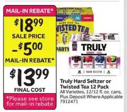 Stop&Shop Truly Hard Seltzer or Twisted Tea 12 Pack offer