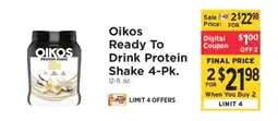ShopRite Oikos Ready To Drink Protein Shake 4-Pk offer