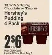 Key Food Hershey's Pudding 4 Pack offer