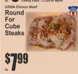 Key Food USDA Choice Beef Round For Cube Steaks offer