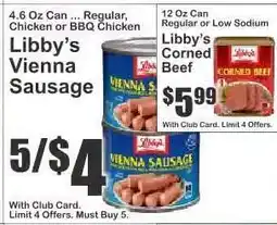 Key Food Libby's Vienna Sausage offer