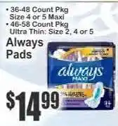 Key Food Always Pads offer