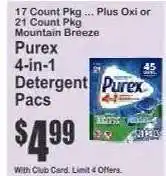 Key Food Purex 4-in-1 Detergent Pacs offer
