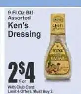 Key Food Ken's Dressing offer