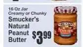 Key Food Smucker's Natural Peanut Butter offer