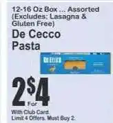 Key Food De Cecco Pasta offer