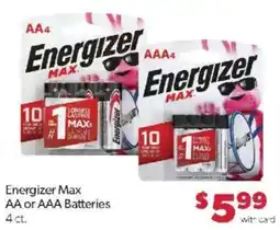 Family Fare Energizer Max AA or AAA Batteries offer