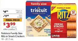 Family Fare Nabisco Family Size Ritz or Snack Crackers offer