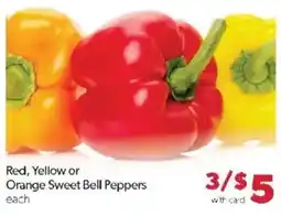 Family Fare Red, Yellow or Orange Sweet Bell Peppers offer