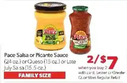 Family Fare Pace Salsa or Picante Sauce offer