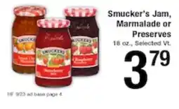 Harvest Foods Smucker's Jam, Marmalade or Preserves offer