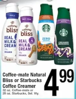 Harvest Foods Coffee-mate Natural Bliss or Starbucks Coffee Creamer offer