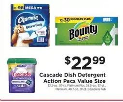 ShopRite Cascade Dish Detergent Action Pacs Value Size offer
