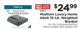 ShopRite Madison luxury home adult 15-lb. weighted blanket offer