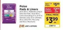 ShopRite Poise Pads & Liners offer