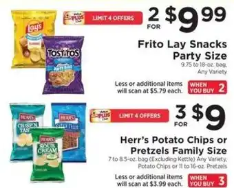ShopRite Frito Lay Snacks Party Size offer