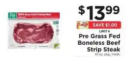 ShopRite Pre Grass Fed Boneless Beef Strip Steak offer