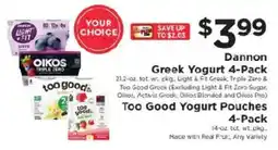 ShopRite Dannon Greek Yogurt 4-Pack offer