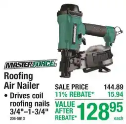 Menards Masterforce roofing air nailer offer