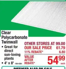 Menards Clear Polycarbonate Twinwall offer