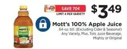 ShopRite Mott's 100% Apple Juice offer