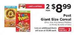ShopRite Post Giant Size Cereal offer