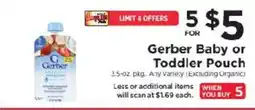 ShopRite Gerber Baby or Toddler Pouch offer