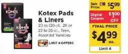 ShopRite Kotex Pads & Liners offer