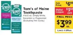 ShopRite Tom's of Maine Toothpaste offer