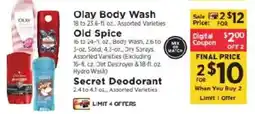 ShopRite Olay Body Wash and Secret Deodorant offer