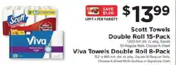ShopRite Scott Towels Double Roll 15-Pack, Viva Towels Double Roll 8-Pack offer