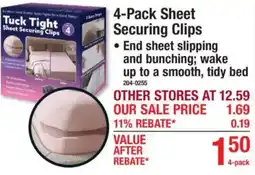 Menards Tuck Tight sheet securing clips offer