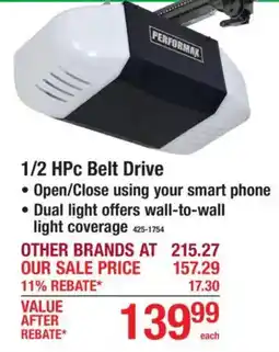 Menards Performax 1/2 Hp Belt Drive offer