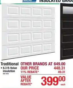 Menards Ideal insulated garage door offer