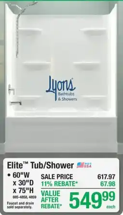 Menards Lyons elite tub/shower offer
