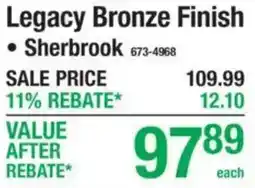 Menards Sherbrook legacy bronze finish offer